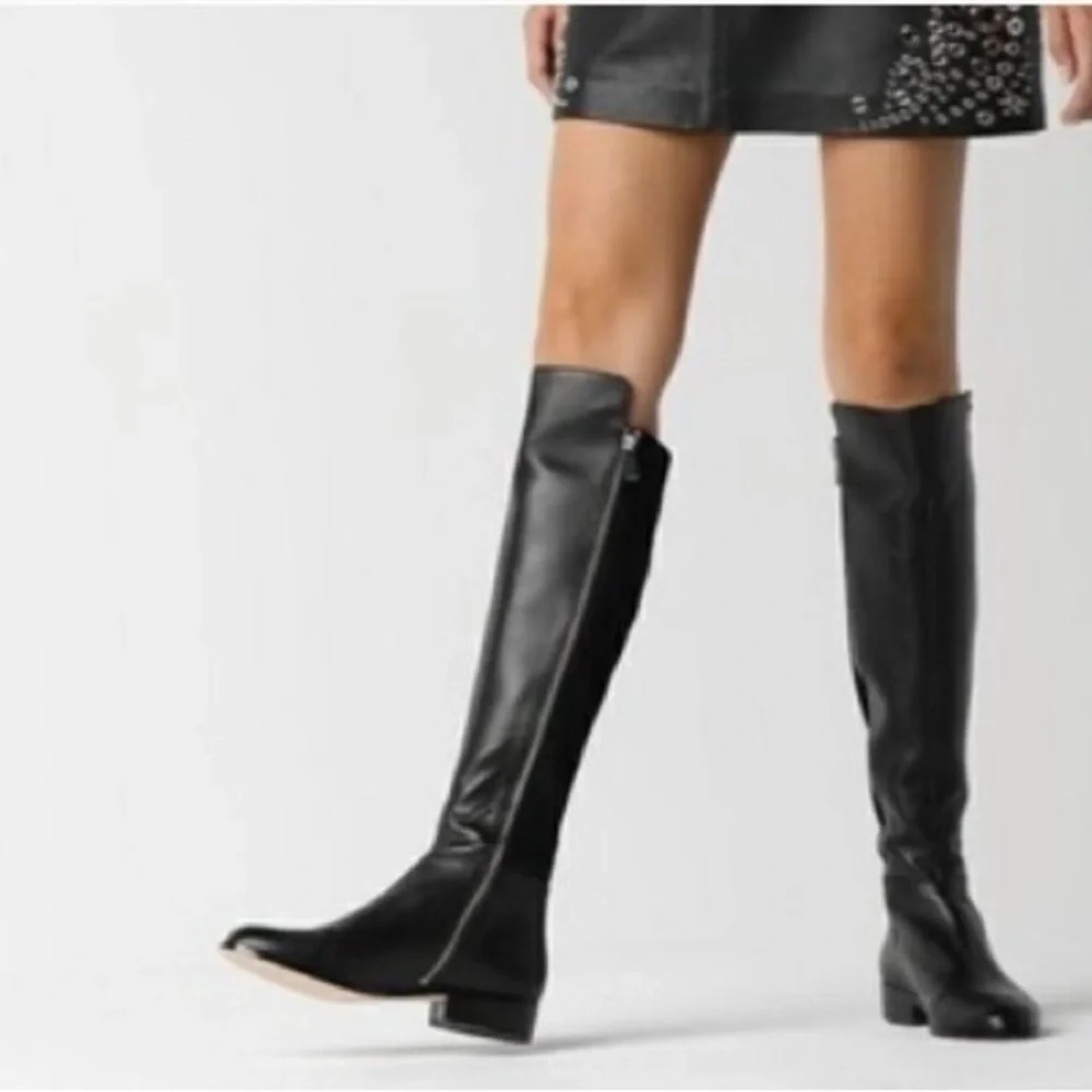 Michael Kors Womens Riding Boots Size 8.5 M Bromley Black Leather Knee H…